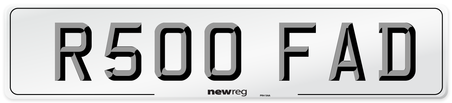 R500 FAD Number Plate from New Reg
